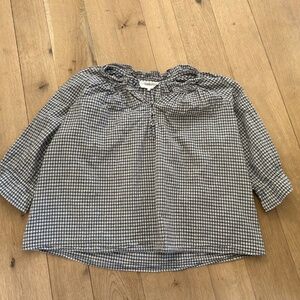 ba&sh PLAID CHECK RUFFLE TOP SHIRT BLOUSE WOMENS SIZE 1
